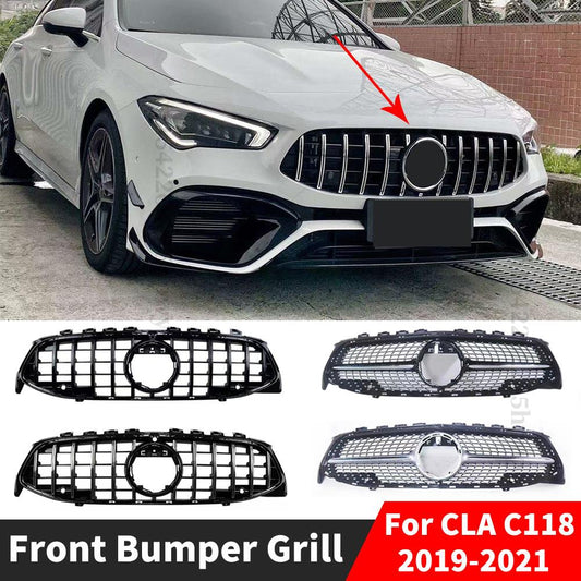 Center Front Inlet Grille Racing Hood Grill Hood Mesh Refit Tuning Part For Mercedes Benz CLA C118 2019 2020 2021 Diamond GT