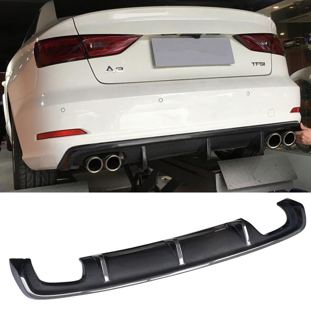 Carbon Fiber Rear Bumper Diffuser for Audi A3 8V Standard Sedan 4 Door 2014-2016 Non Sline Black FRP Rear Diffuser Lip Spoiler