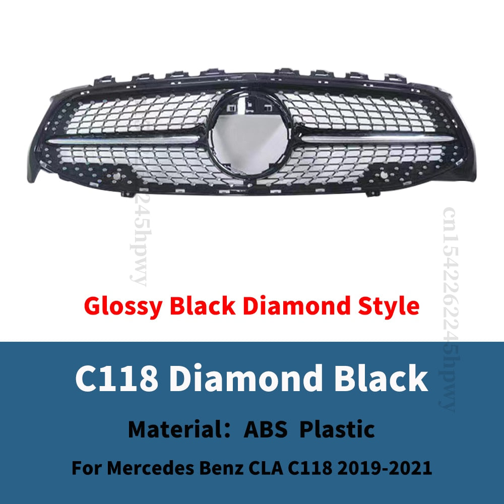 Center Front Inlet Grille Racing Hood Grill Hood Mesh Refit Tuning Part For Mercedes Benz CLA C118 2019 2020 2021 Diamond GT