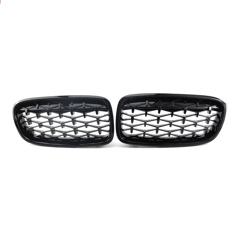 NEW-Glossy Black Dual Slats Front Kidney Grille Chrome Diamond Grill Replacement for BMW 3 series F30 F31 F35 2011-2019