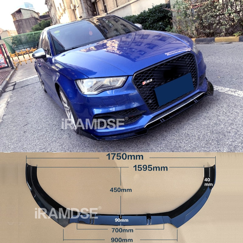 Front Bumper Spoiler Protector Lip Body Kit Carbon Surface Decorative Strip Shovel Splitter for Audi S3 A3(S-line) 2014 2015