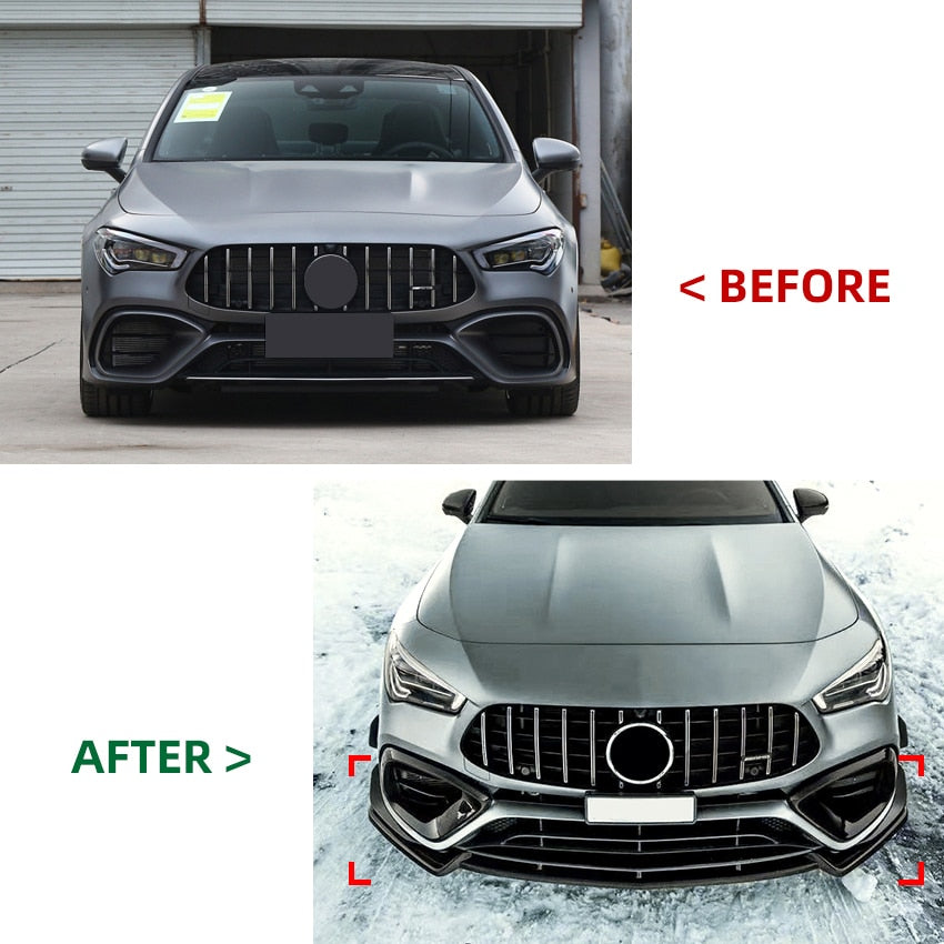 For Mercedes CLA 45 AMG C118 Accessories CLA Class C118 2019-2023 PP Car Front Bumper Lip Spoiler Splitter Diffuser Canard Lip