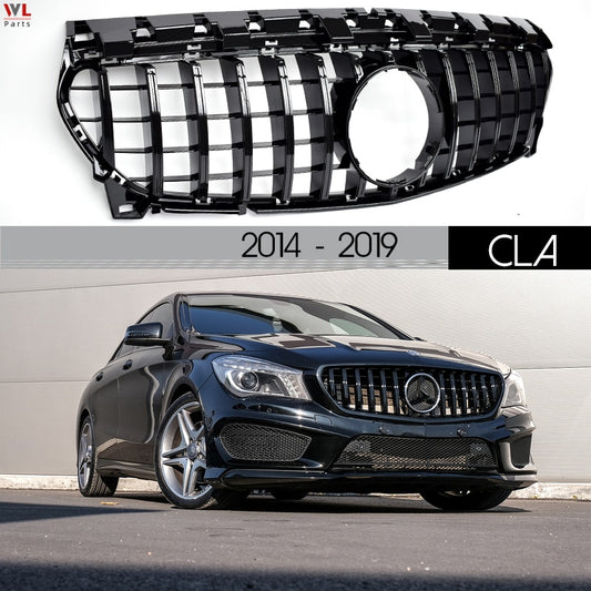 W117 Grill, Black & Silver Front Radiator Grille for Mercedes CLA Class C117 4-Door Coupe X117 5-Door Shooting Brake 2013 - 2019