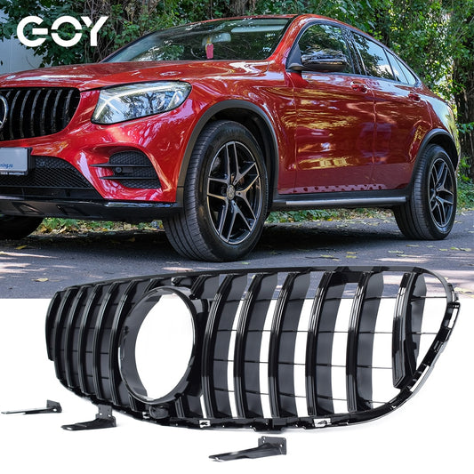 Black Silver Replacement Front Bumper GTR Grille Fit For Mercedes GLC Class X253 SUV C253 Coupe 2015 - 2019, Fits for GLC63 AMG