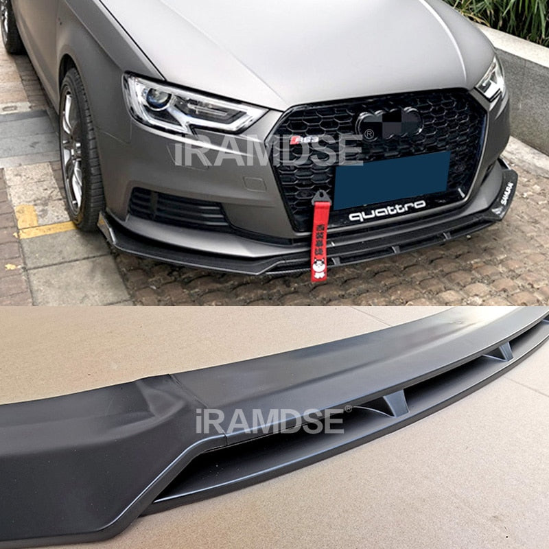 Car Front Bumper Lip Splitter Universal Spoiler Diffuser Lip Kit For Audi A3 S3 A4 S4 A5 A6 Sedan Q3