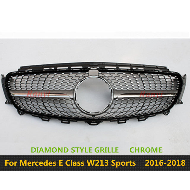 GT Grille Vertical Diamond Grill E63S Style For Mercedes Benz E Class W213 C238 Coupe Sedan 2016-2018 E300 E350 E200 E320 E400